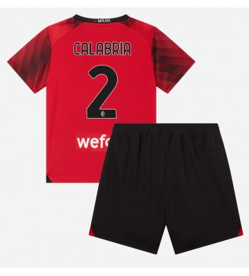 AC Milan Davide Calabria #2 Koszulka Podstawowych Dziecięca 2023-24 Krótki Rękaw (+ Krótkie spodenki)
